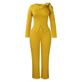 D546  fashion women's winter new arrival: stylish and elegant solid color long sleeve top and pants african print set