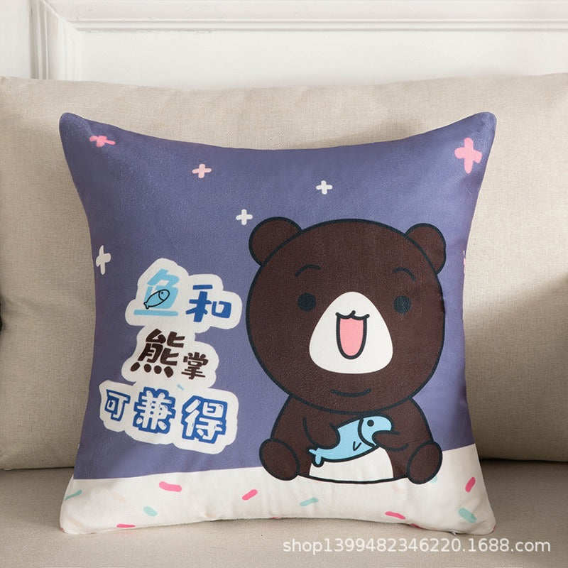 Cartoon throw pillow sofa cushion bed headrest office reading lumbar support backrest pillow with insert - customizable