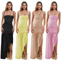 C7396 cross-border   fashion women's summer sexy rhinestone suspender slit dress