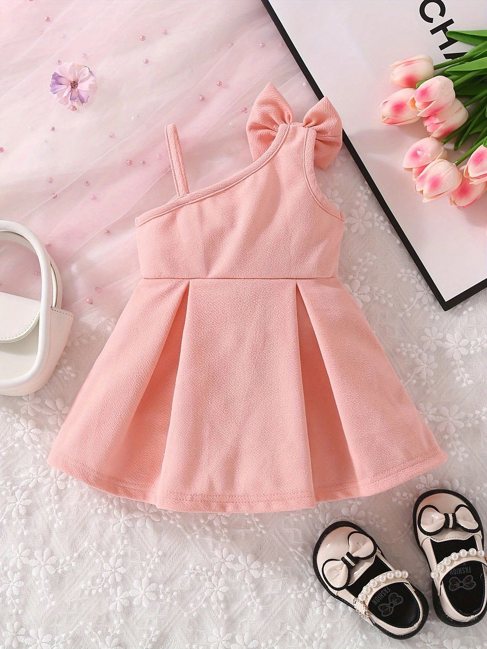 summer new girls' dress - baby girl's suspender bowknot cute dress - princess dress