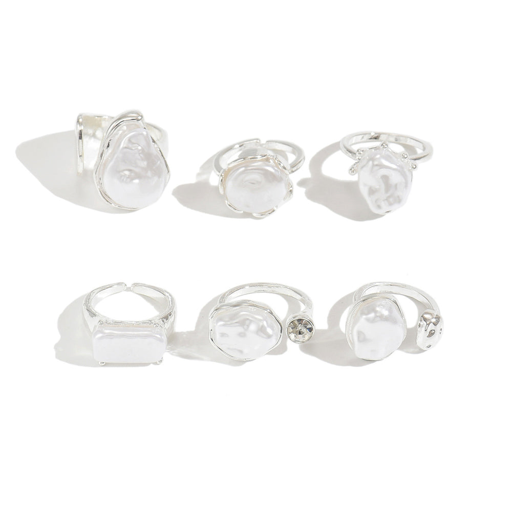 hot-selling baroque imitation pearl rings: vintage chic, versatile, irregular shaped ring set