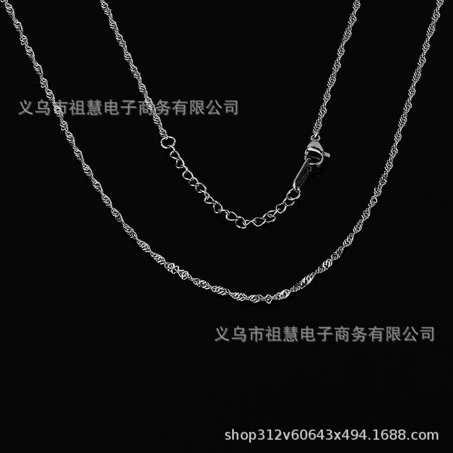 Silver sparkling water wave chain necklace stainless steel smooth choke casual girl wedding gift exquisite jewelry