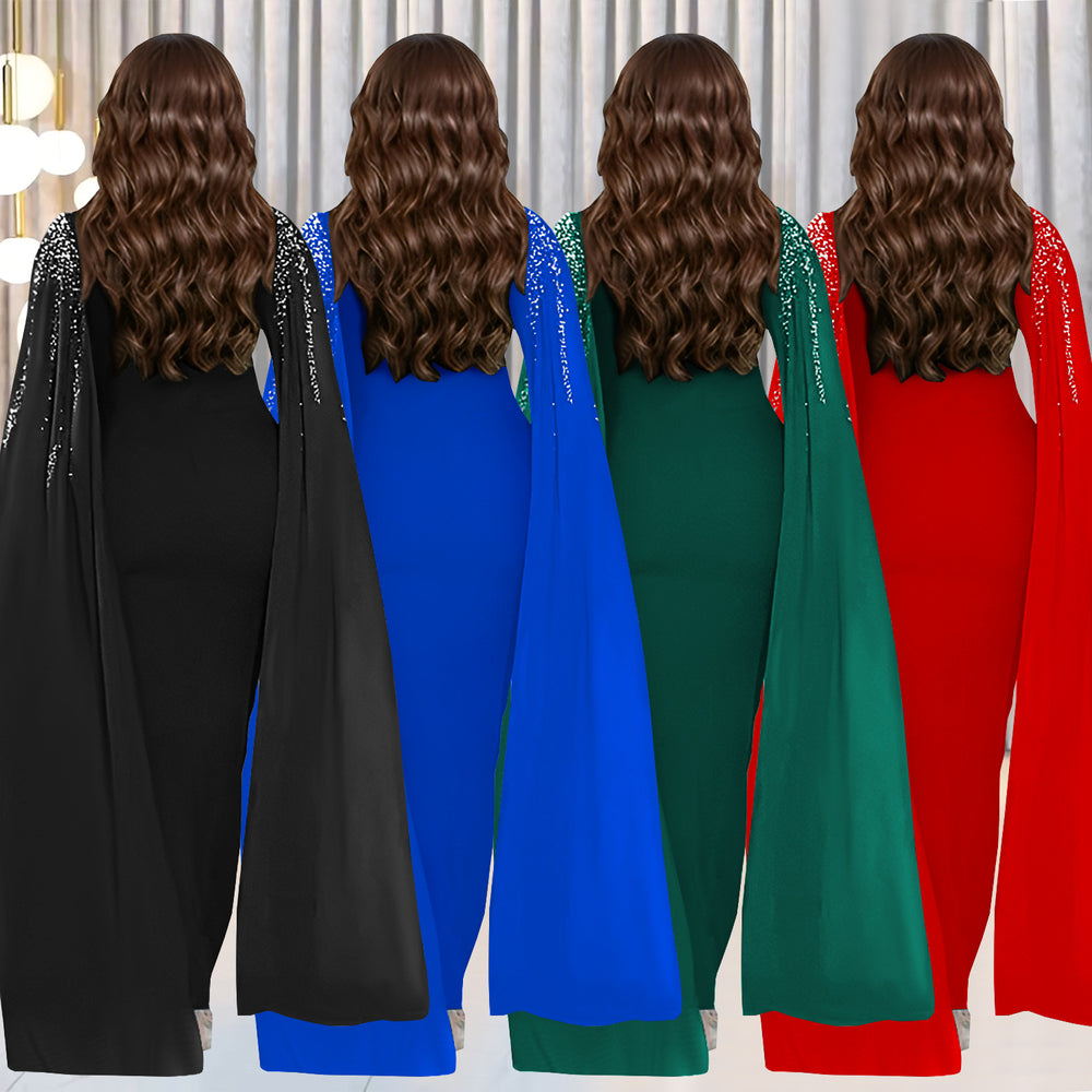 C7305 cross-border   fashion women's elegant rhinestone evening gown dress - new