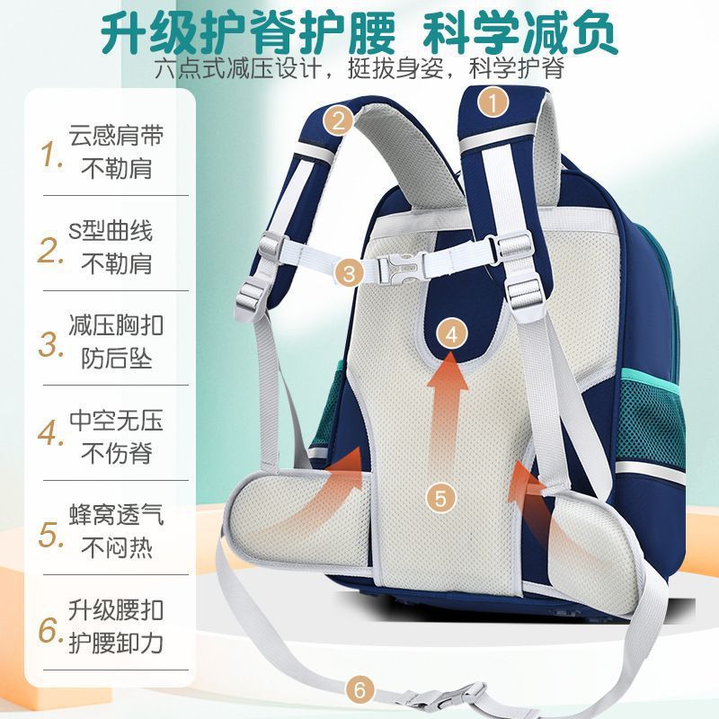 New Elementary School Bag Children's School Bag 1-3-6 Grade Large Capacity Backpack Boys and Girls