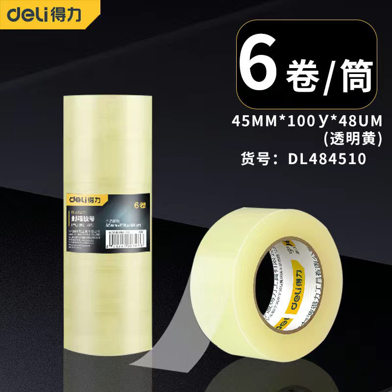 Deli high viscosity scotch tape Internet celebrity express adhesive paper 45-60 wide and long 91 meters transparent glue whole box
