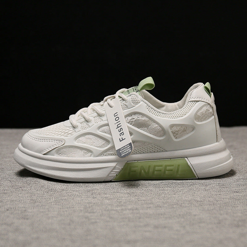 Women's white sneakers 2026 new summer mesh shoes versatile thick sole thin style breathable casual athletic dad shoes