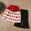 Girls' sweater two-piece set:  autumn/winter new collection - knitted hoodie and pants set for mid-sized children