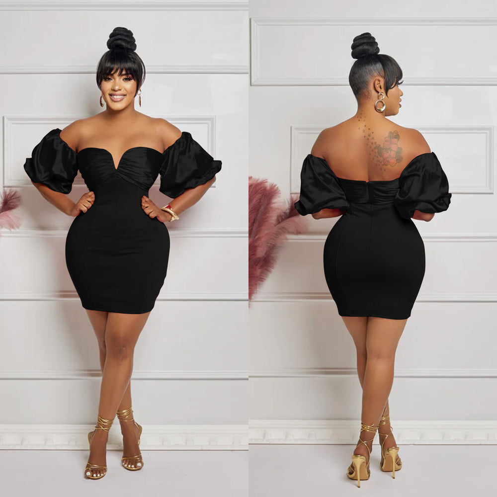 C6720 cross-border   fashion women's solid color short sleeve ruched backless mini dress