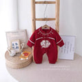 Spring & fall festive men's and women's 100-day first birthday khaki baby clothes chinoiserie formal wear one-piece baby onesie super