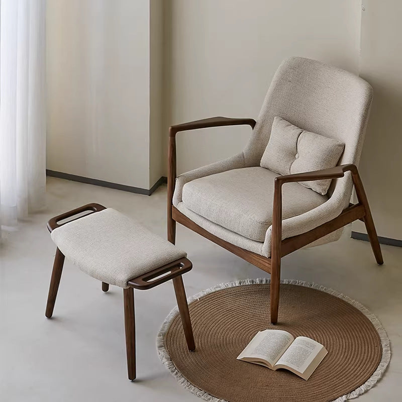 Scandinavian european casual solid wood sofa chair balcony living room lazy chair lounge chair casual chair footrest single sofa chair