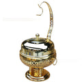Gold round stainless steel buffet warmer - alcohol-fired buffet stove - ideal for hotels and restaurants