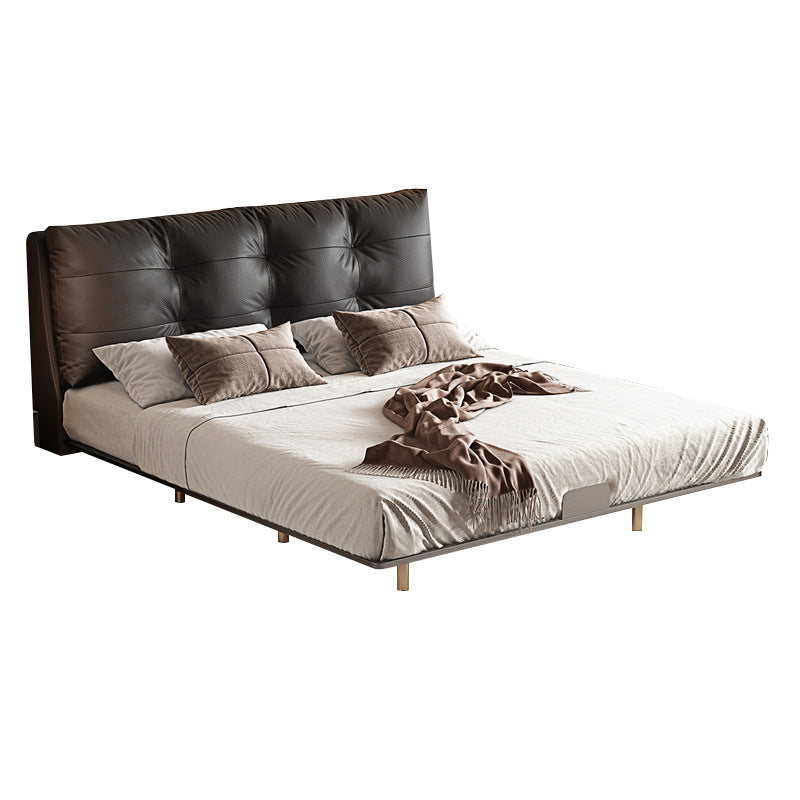 New arrivalcasual master and secondary bedroom ultra-thin bedside space-saving leather bed small apartment with double soft bag popular wedding bed