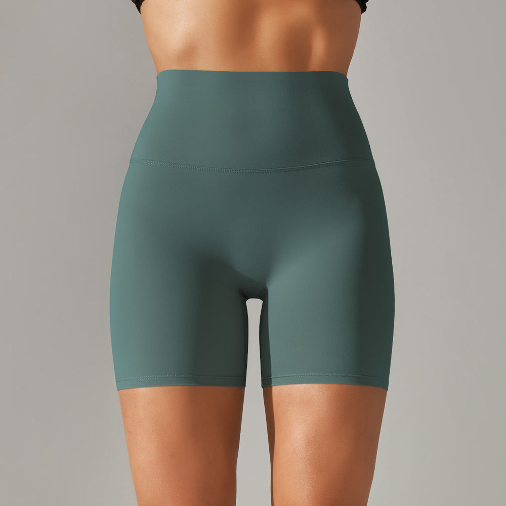 New arrival no awkward line nude high waist yoga pants women's double-sided brushed peach butt tight sports three-quarter pants