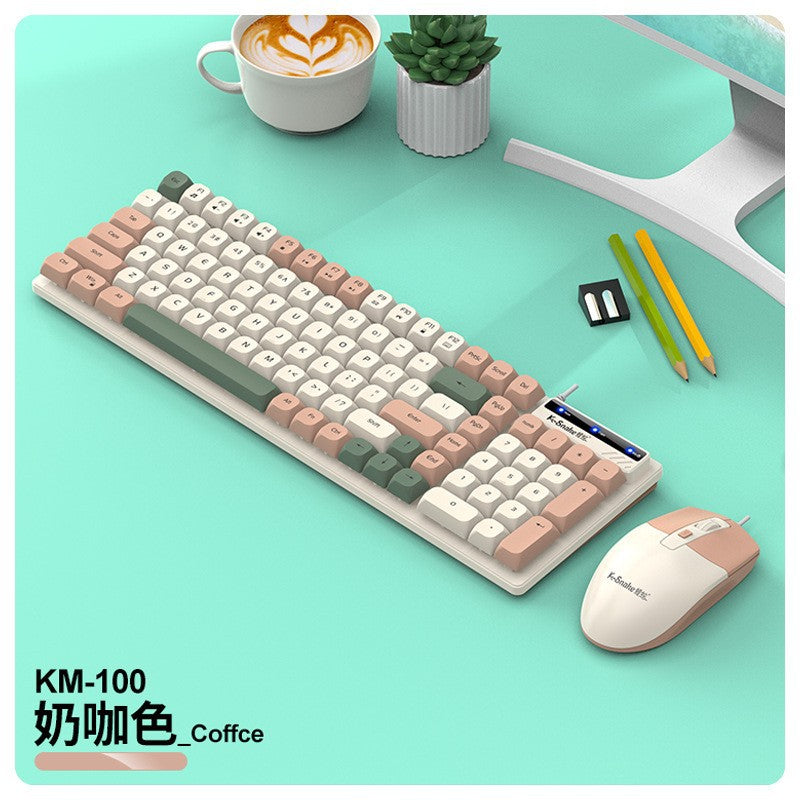 Viper km100 wired keyboard and mouse combo - mechanical feel, color matching, usb, for office, pc, and laptop