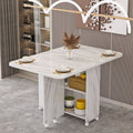 Foldable dining table for home use - compact, mobile, rectangular, ultra-thin, multi-functional dining table with wheels - ideal for small apartments, dining rooms, and dorms