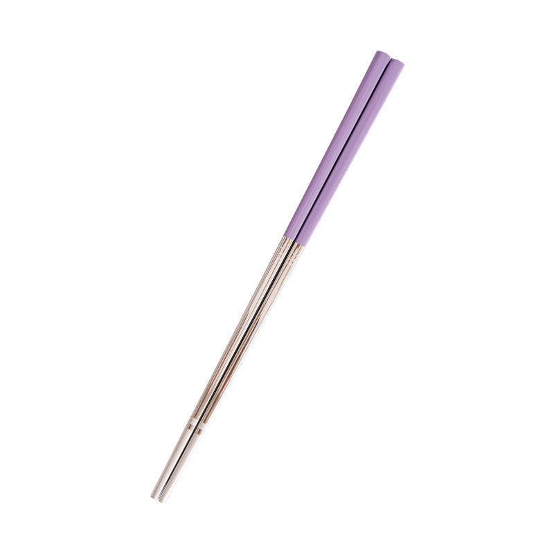 304 stainless steel chopsticks, color-coded individual chopsticks, serving chopsticks, non-slip square chopsticks, tableware set, 5 pairs