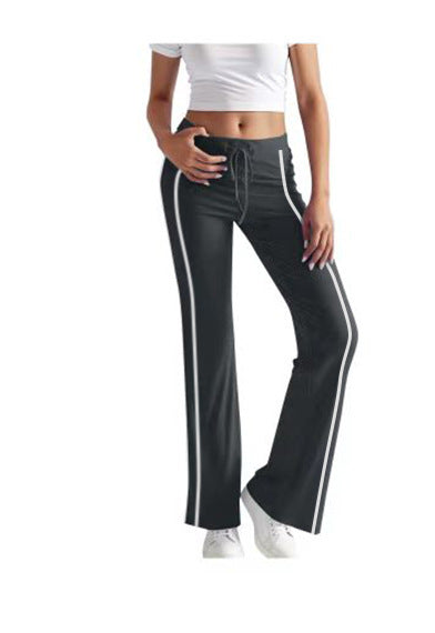 cross-border  women's solid color fashion drawstring elastic waist wide leg pants - activewear & casual trousers