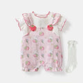 Baby girl summernew arrival short-sleeved jumpsuit girl summer clothes romper thin strawberry flying sleeves newborn jumpsuit