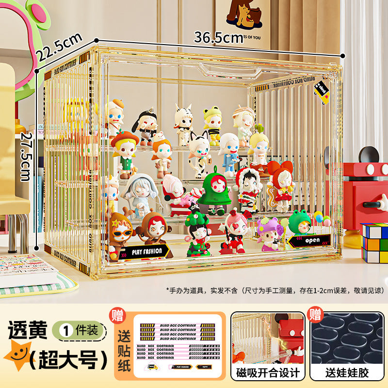 Blind box storage display stand transparent dust-proof figure storage box doll labubu POP MART model display cabinet
