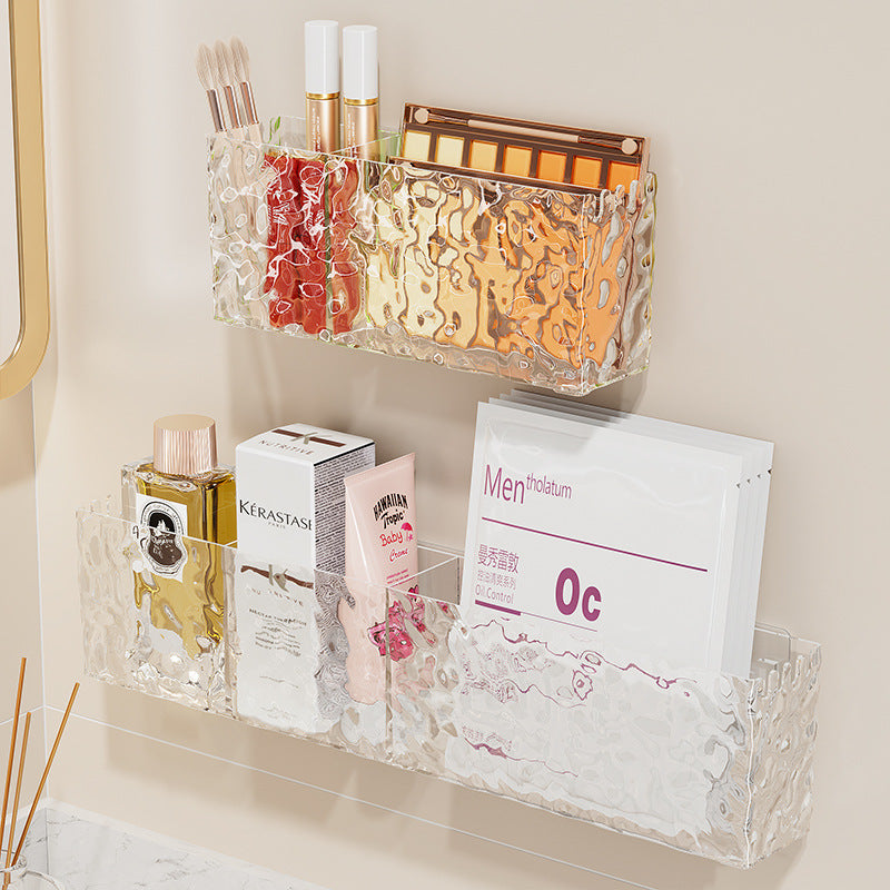 Multifunctional bathroom storage rack with compartments, drainable, no-punch wall-mounted bathroom wall cosmetic storage box