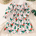fall/winter new collection: girls' long-sleeve cable knit printed sweet princess dress