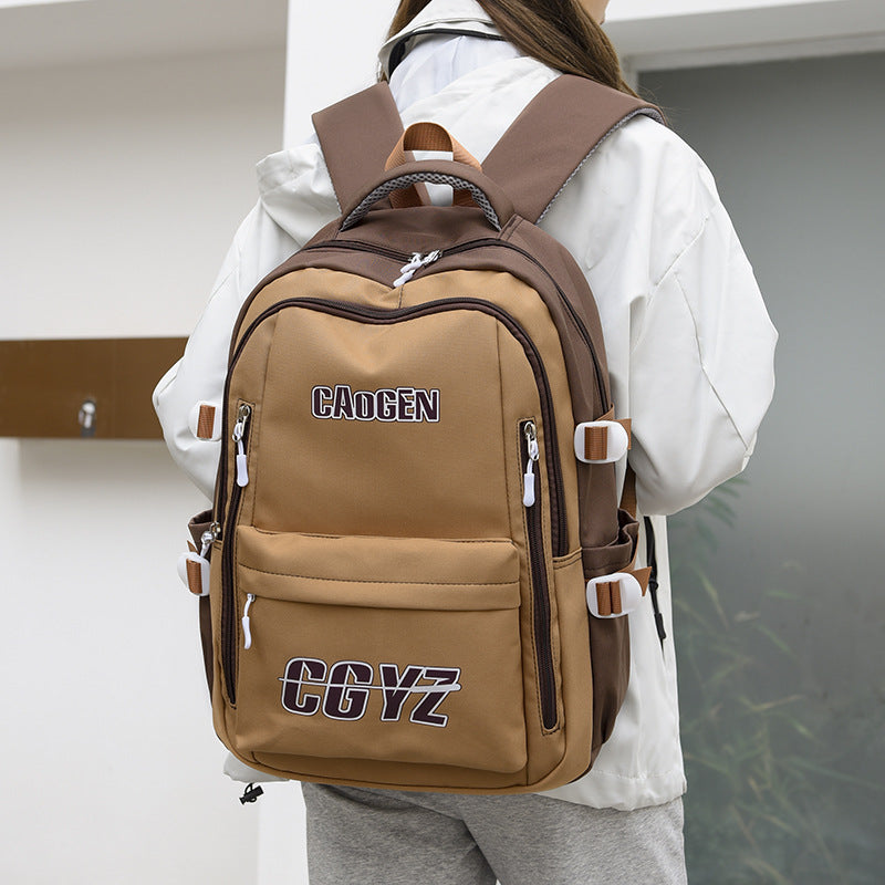 School bag Female college students Junior high school high school students Simple versatile backpack Male multi-layer large-capacity travel lightweight backpack