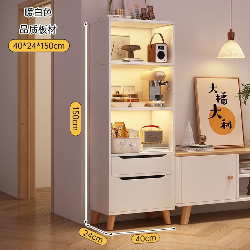 Bookcase for home standing cabinet bookshelf floor-standing storage rack living room storage cabinet small narrow cabinet dust-proof storage cabinet storage cabinet