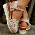 European and american plus size wedge sandals -  summer new collection - closed-toe braided cutout single strap women's sandals