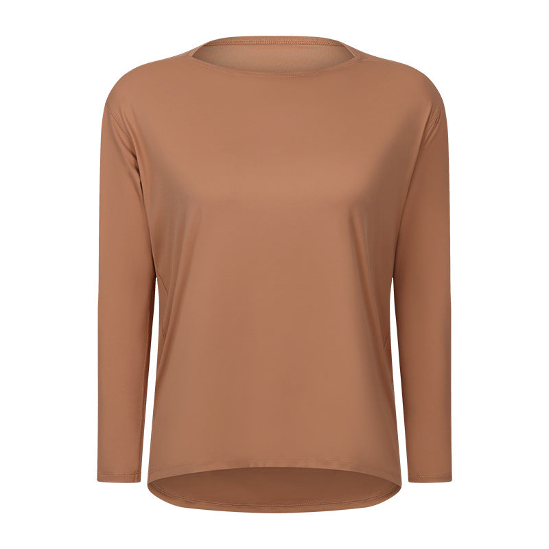 new arrival: double-sided nude feel loose fit long sleeve women's slimming breathable minimalist training fitness yoga top ds010