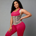 [leopard print yellow] zipper tight slimming waist shaping tops tummy shaping latex vest corset