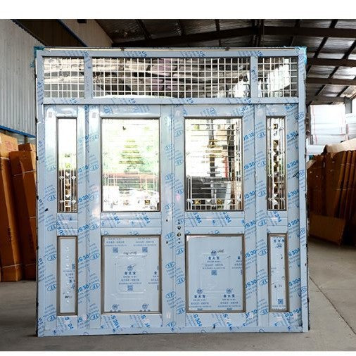 304 stainless steel door self-built house double-open rural glass door for home white steel rose entrance security door