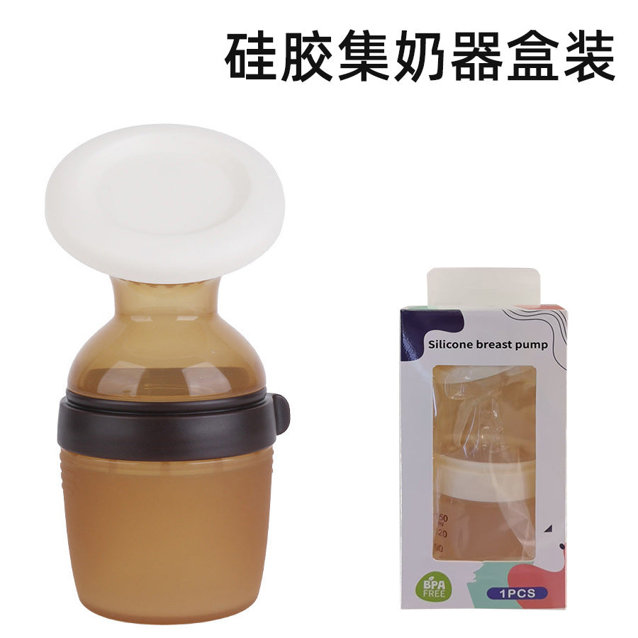 English boxed silicone breast pump hand-free breast milk collector manual breast pump anti-overflow milk collector wholesale