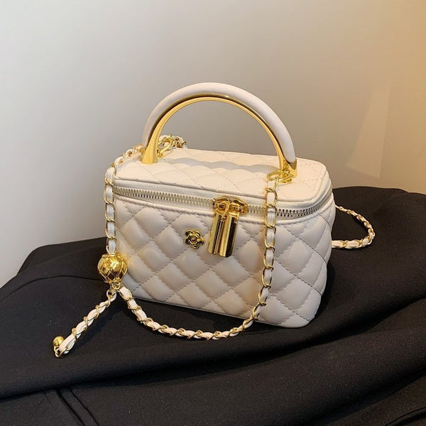 Xiaoxiangfeng rhombus embroidery thread small bag women's 2025 new high-end chain bag fashionable versatile portable small square bag