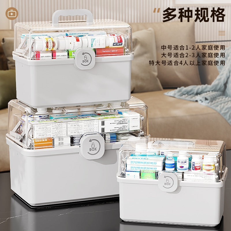 Golden Cat Family Large Medicine Box Household Medicine Storage Box Large Capacity Medicine Box Multi-layer Extra Large Classification Medicine Box
