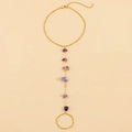 retro irregular gravel purple stone chain anklet toe ring anklet women's barefoot sandal accessories