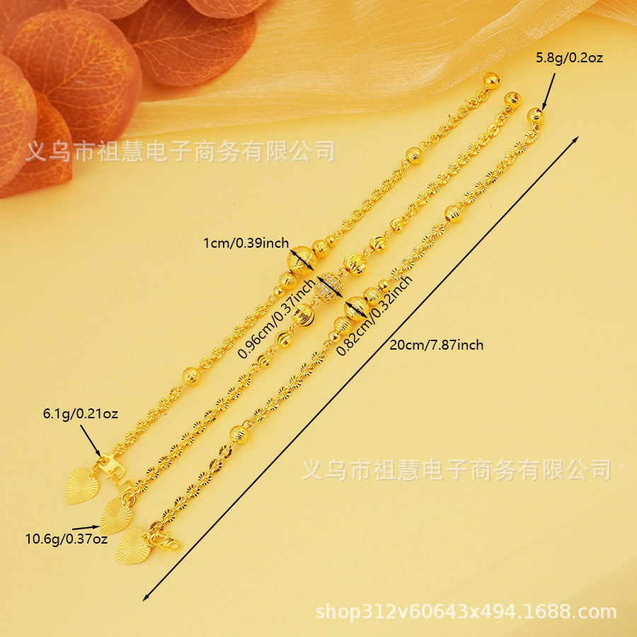 1 piece retro24k gold plated ball bead copper bracelet normcore party gift o point handmade bracelet women's stacking jewelry