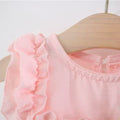 summer yellow and pink lace-trimmed girls' dress - cute, sweet, slimming, and playful for little girls