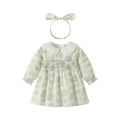 Girls' dress  spring/autumn new princess dress butterfly garden style girls' dress turn-down collar long sleeve ruched girls' dress