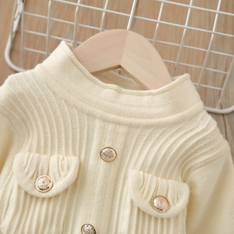 Girls' mid-length sweater dress -  autumn/winter new year's & christmas style - children's dress