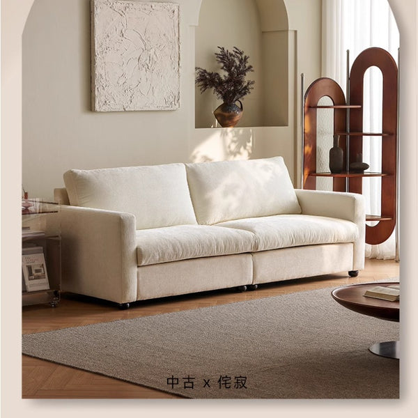 Cloud cloud sofa living room 2024 new modern simple straight row cream wabi sand wind sub-cotton and linen fabric sofa