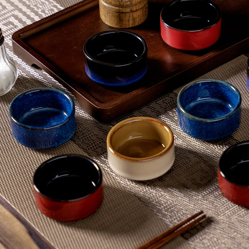 Seasoning dish japanese style dipping dish ketchup vinegar dish for home good-looking kiln turned small round dish snack dish stripes small dish