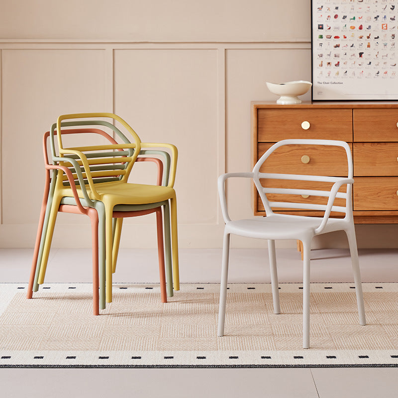 Modern casualthickened plastic cut out dining chair outdoor milk tea shop backrest armrest negotiation chair stackable stool