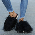 Fluffy, long-pile cotton slippers for women, perfect for staying warm at home in winter. soft-soled, silent, and suitable for both indoor and outdoor wear. wholesale options available, ideal for postpartum recovery