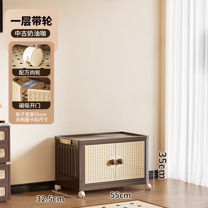 Cabinet folding storage box double door household clothing locker sorting medium and ancient style retro multi-layer storage furniture