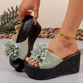 foreign trade new arrivalfashion one-piece platform slippers women's wedge heel thick soleplus size high-heeled sandals wholesale