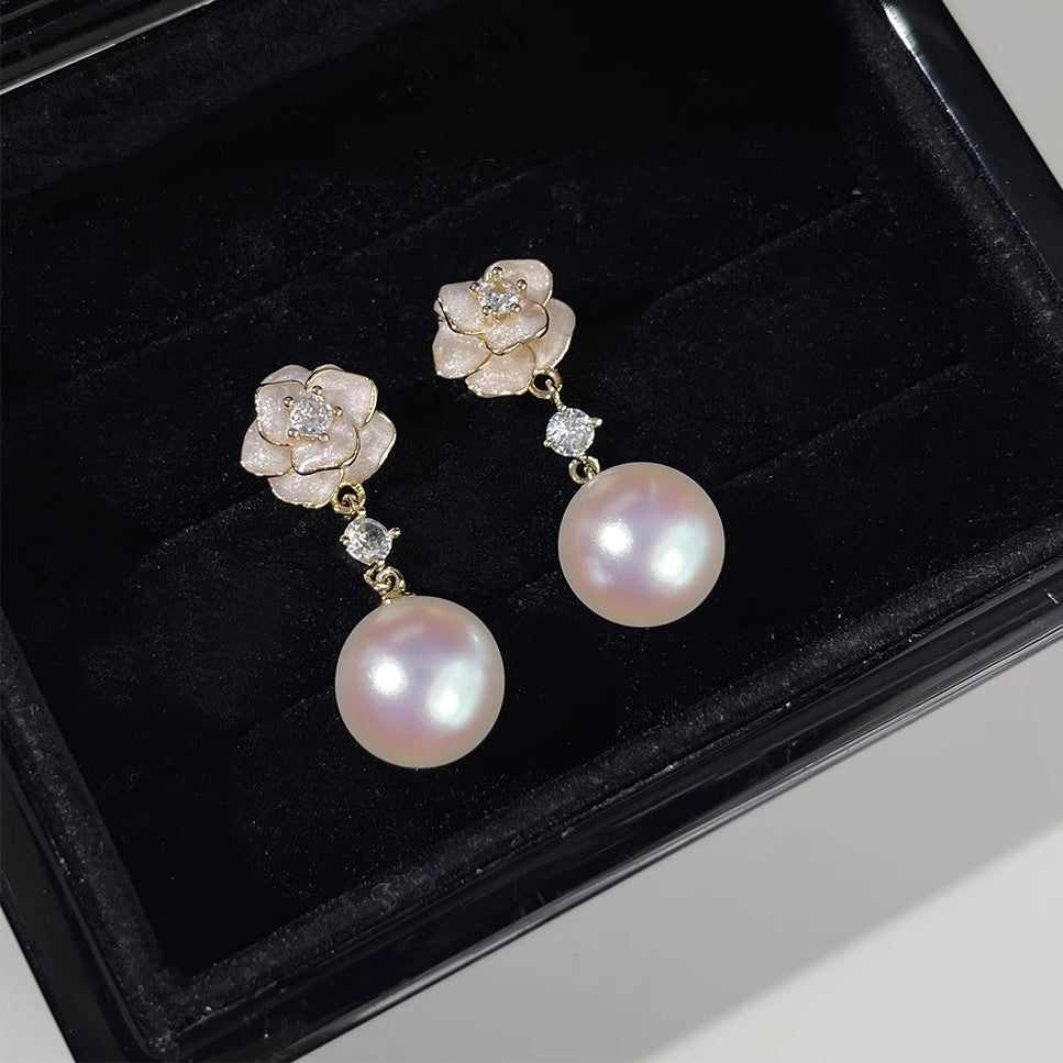 Camellia gentle fragrance pearl new arrival earrings spring and summer accessible luxury tassel classy hot french earrings for women