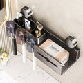 Suction cup toothbrush tissue box holder - no drilling required - bathroom rinse cup organizer - wall mounted toothbrush rack - wet wipe storage