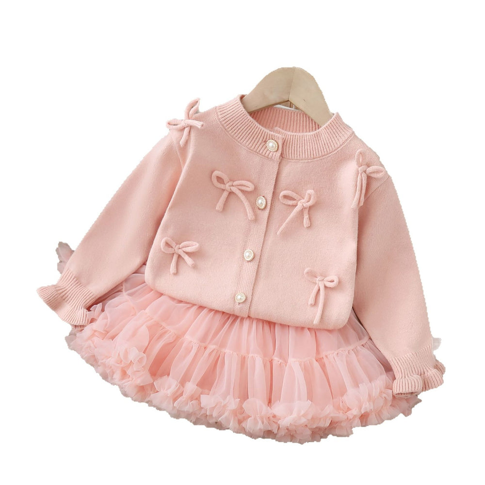 Girlsweaterfall and winter style aisha princess group tutu skirtfall and winternew arrival baby girl k-styleknittingcardigansuit
