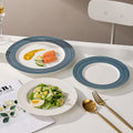 Nordicins striped edge ceramic plate dinner plate western food flat plate for home vegetable plate hotel restaurant dessert plate