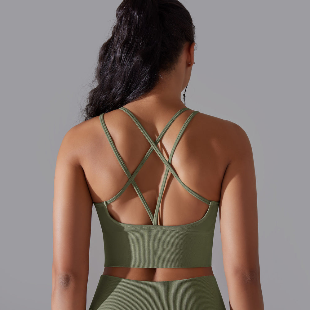 European and american new sexy backless sports bra for women, shockproof push-up yoga bra, quick-drying breathable fitness tank top